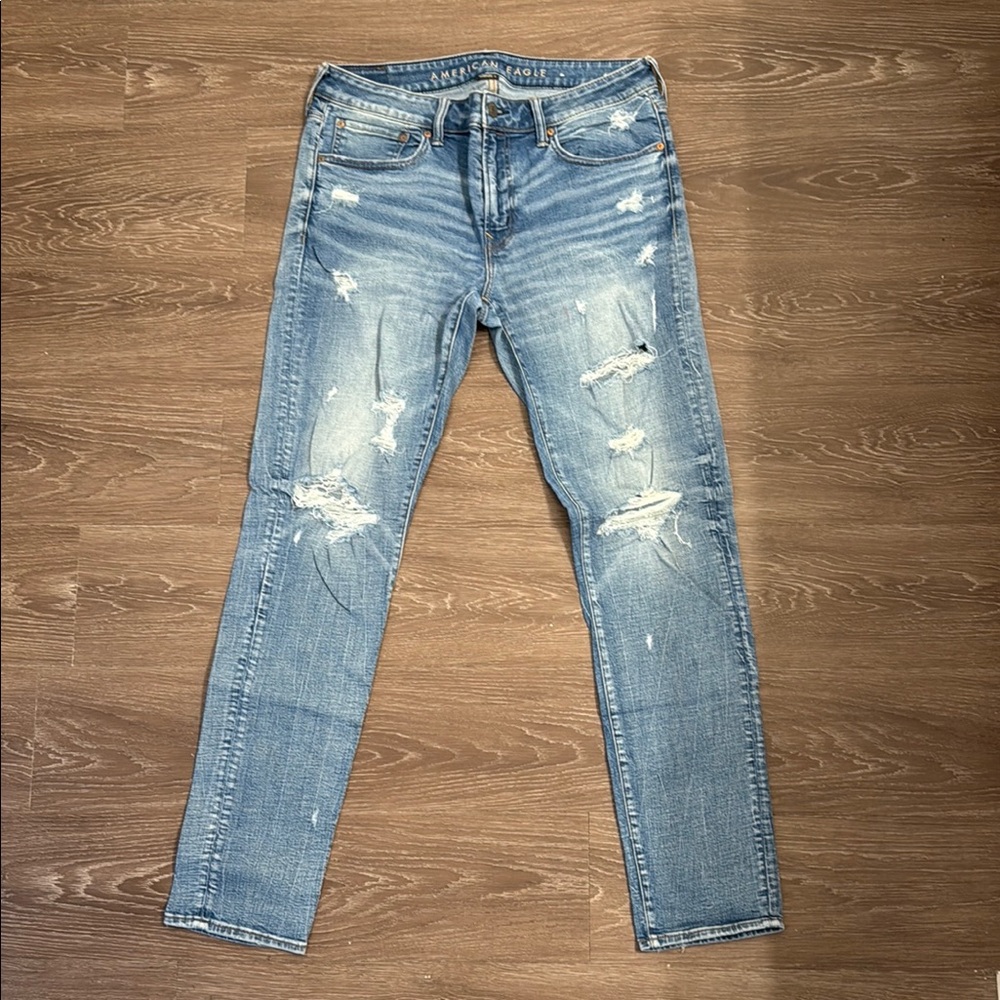 Distressed Light Blue Jeans